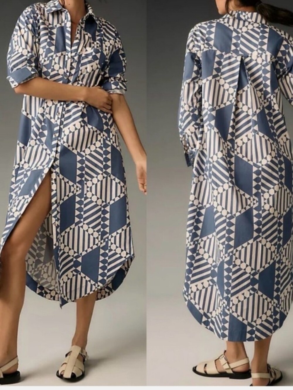 Anthropologie Maeve Soren Long Sleeve Shirtdress Maxi Dress Long Sleeve XL